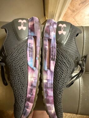 Under Armour Black Knit Sneakers with Purple and Blue Marbled Sole